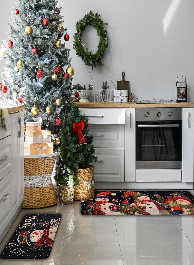 sdhinlwo Let It Snow Snowman Snowflake Winter Christmas Decorative Kitchen Mats Set of 2, Home Party Low-Profile Kitchen Rugs,Christmas Kitchen Mats for Floor 2 Pieces 17x30+17x47 Inch - Image 5